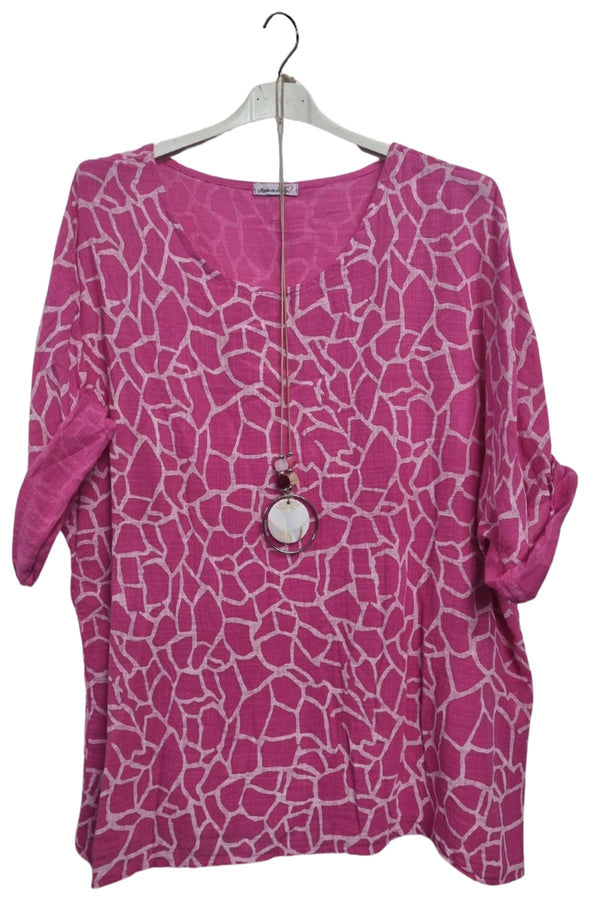 Giraffe Print Necklace Cotton Top