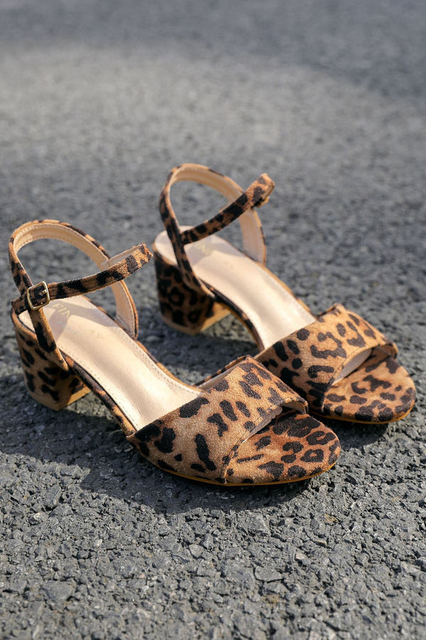 Suede Block Heel Ankle Strap Sandal