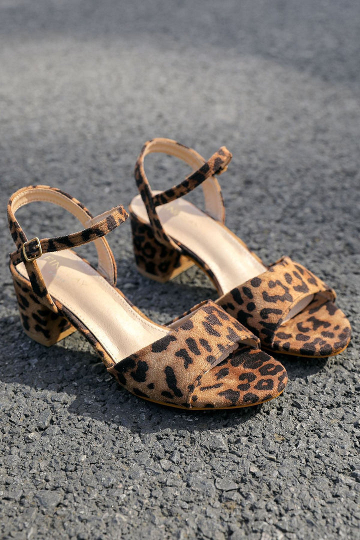 Suede Block Heel Ankle Strap Sandal