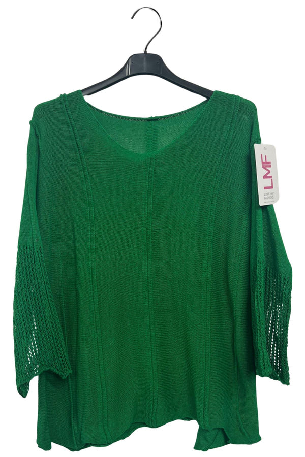 Plain Knit Style Oversized Batwing Cotton Top