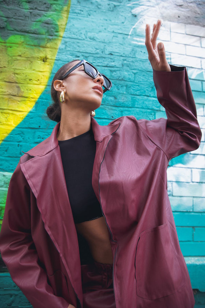 classic faux leather jacket for women