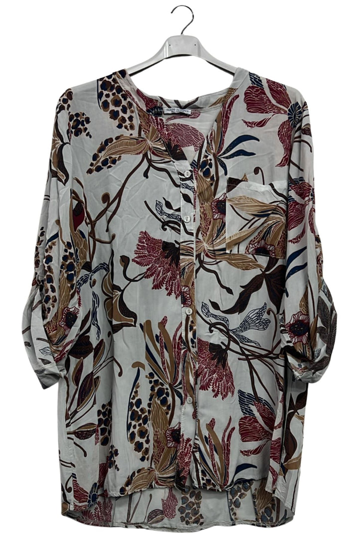 floral shirt front pockets