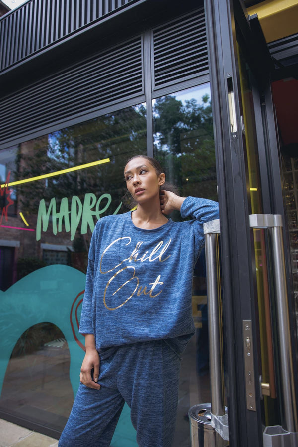 Italian Gold Foil Print Chill Out Logo Loungewear Set