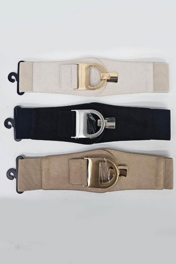 D Shaped Buckle Elasticated Belt