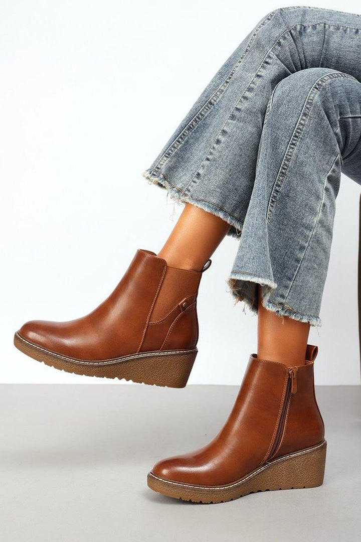 faux side zip ankle shoes