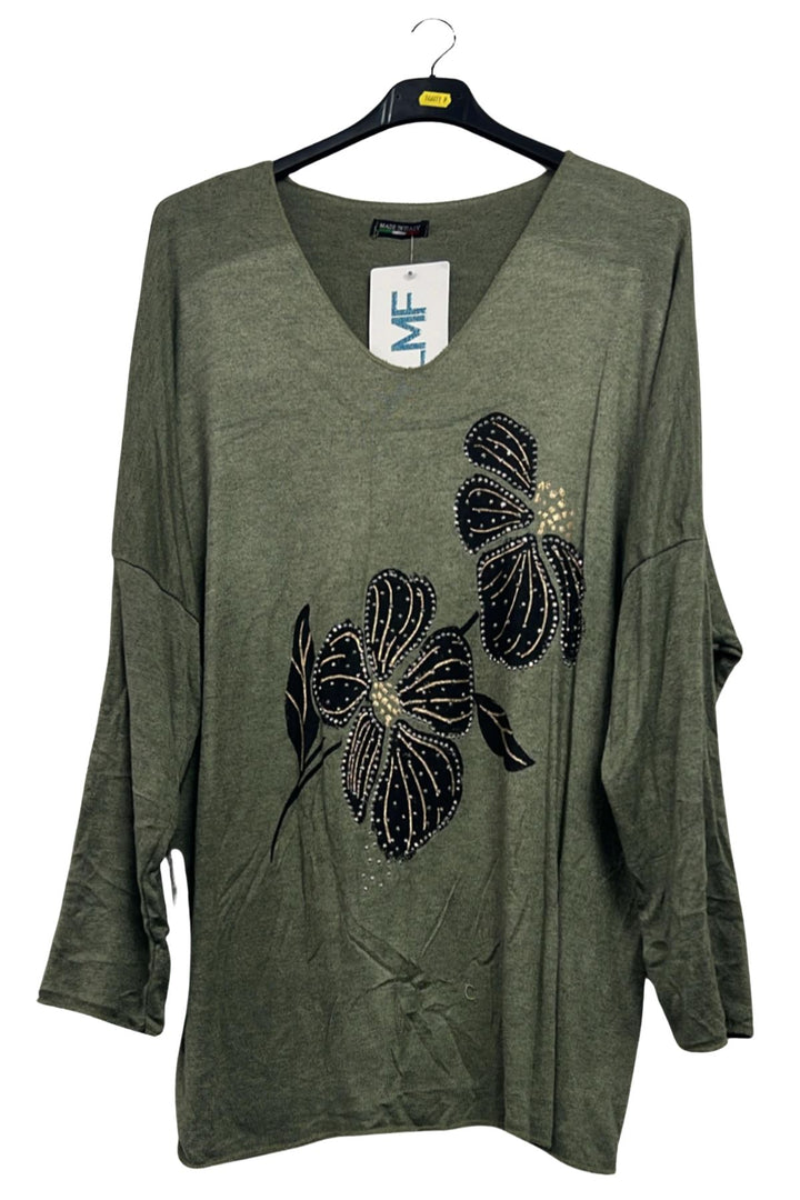 ladies floral embellished tunic top