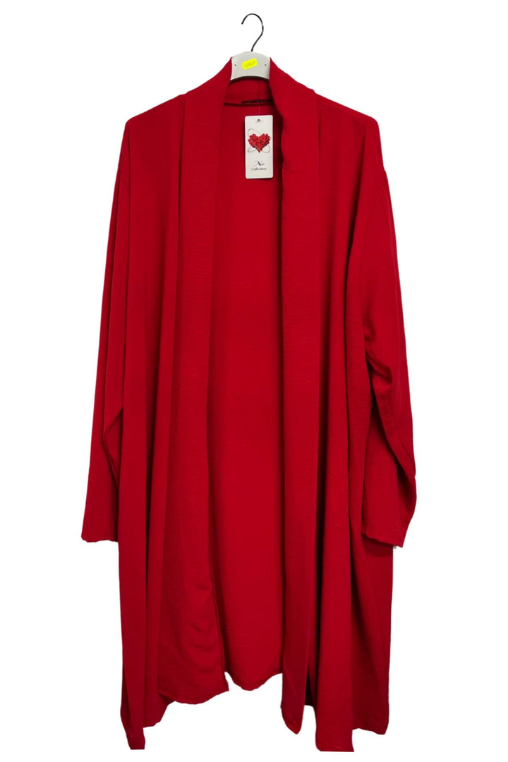 Plain Open-Front Design Long Cardigan