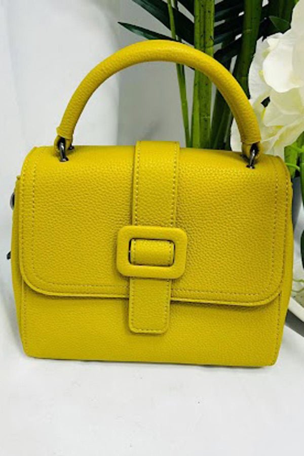 Buckle Detail Top Handle Shoulder Bag