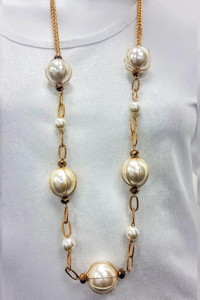 Pearl Chain Ring Cover Necklace