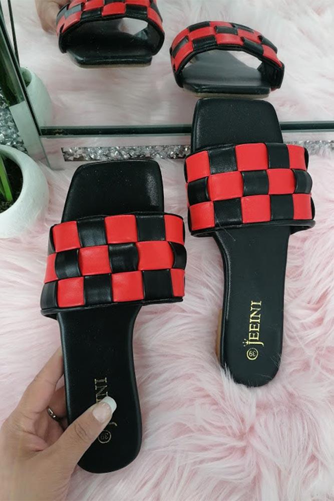 Women Checker Slide Sandals