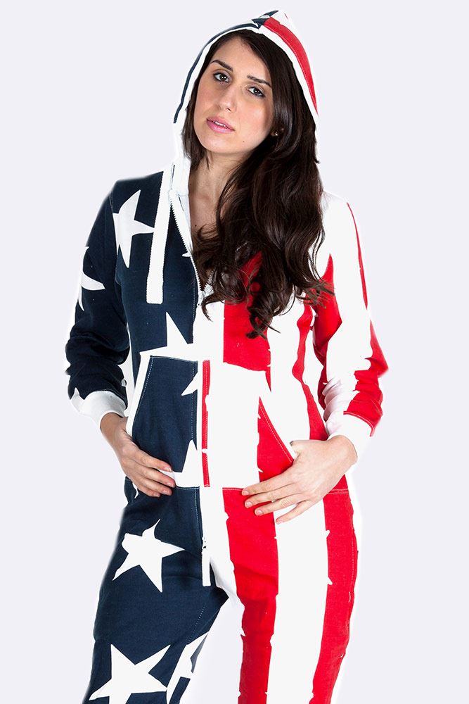 Wholesale Hooded Usa Flag Jumpsuit